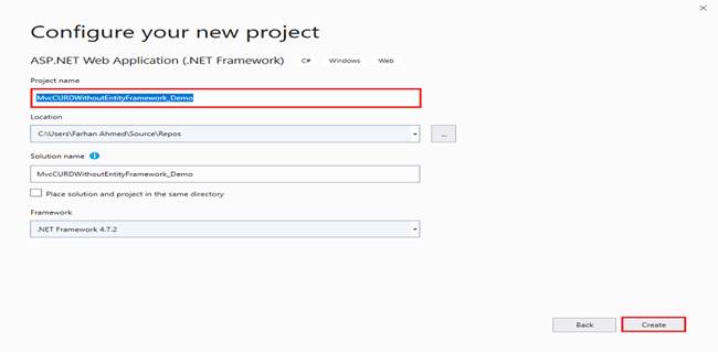 Create Update Read Delete Operation In MVC With ADO.NET